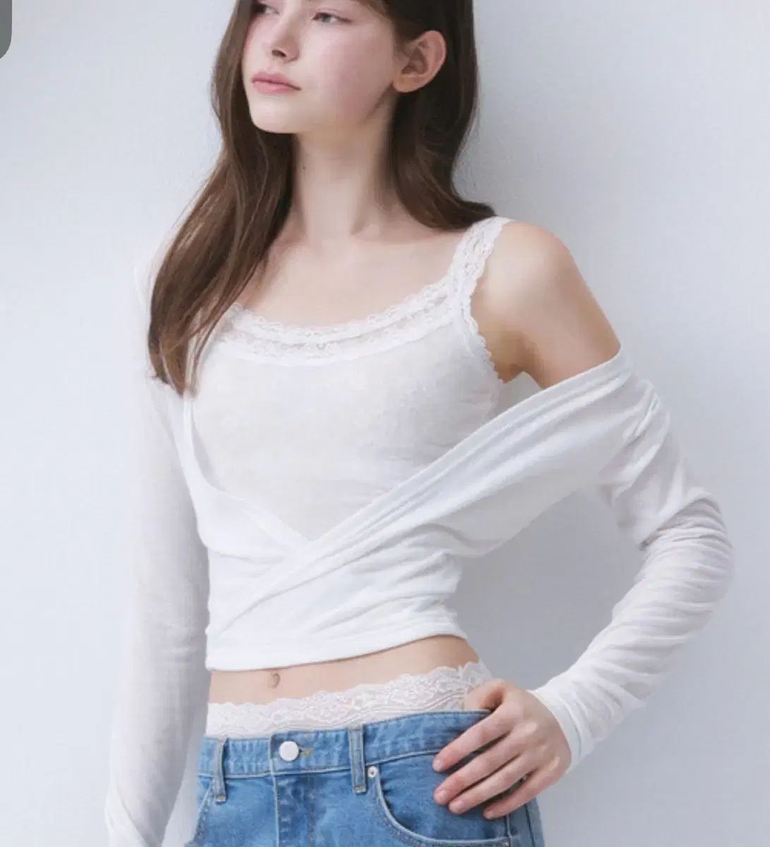THETIS AIRY 3 LAYER LACE WRAP TOP