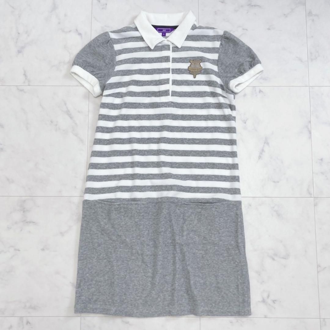 BEAMS GOLF ポロシャツワンピース パイル ボーダー S ゴルフウェア