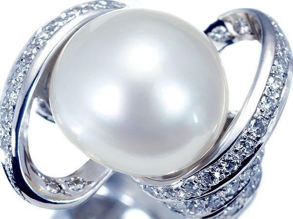 ジュエリー極】極上品！極上南洋白蝶真珠約15.5mm珠＆極上天然ダイヤモンド1.15ct 超高級Pt900リング h8515igi【送料無料】