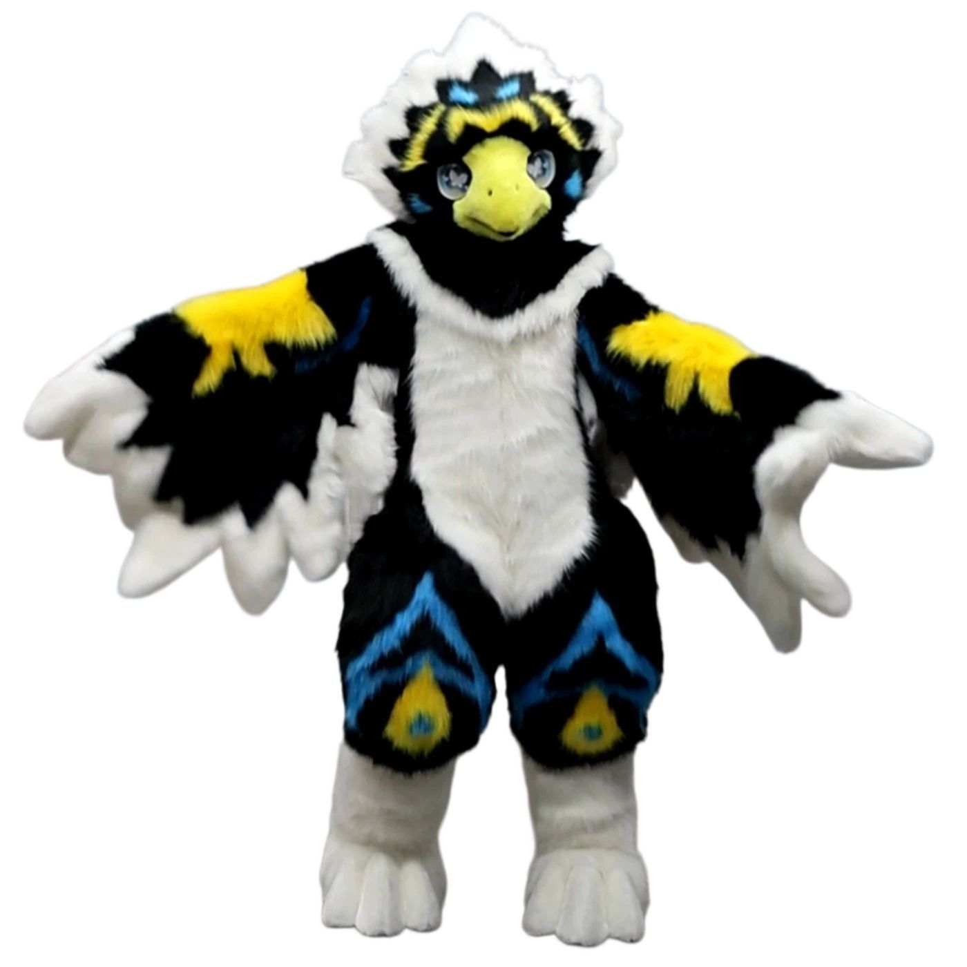 ★即納 着ぐるみ フルスーツ 鳥 小さめ 黒と白 Cタイプ 全身 ケモノ ファースーツ ぬいぐるみ コスプレ コスチューム 一点物