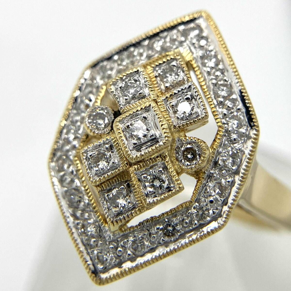 K18 #10ダイヤモンド0.26ct リング 総重量約4.5g 10号 指輪 【クリーニング済み】