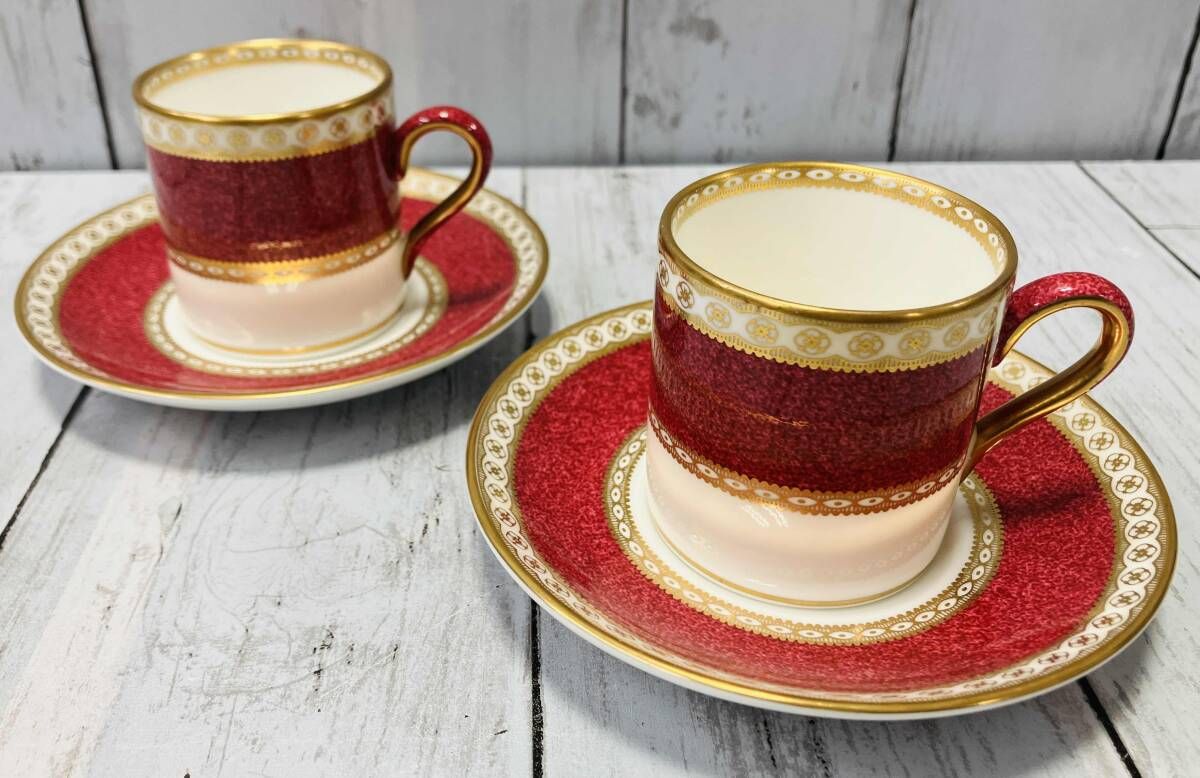 WEDGWOOD ユーランダーパウダールビー ティーカップ&ソーサー 2客セット