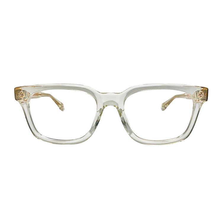 Chrome Hearts クロムハーツ CUX UCKER CHクロステンプル ウェリントンフレーム メガネ クリア 53□20-150 ゴールドテンプル アイウェア メガネ 眼鏡 透明 メンズ