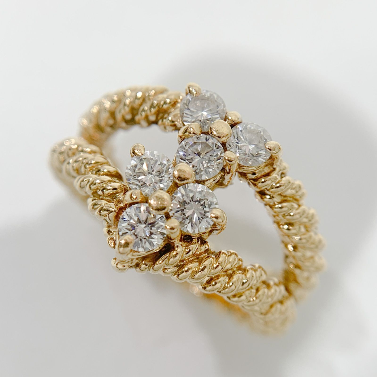 【中古】ブシュロン　BOUCHERON ツイスト ダイヤモンド リング K18YG イエローゴールド 750 ヴィンテージ