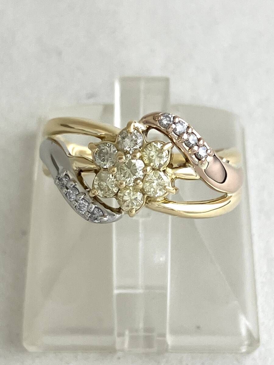 Pt900 K18 ダイヤモンド0.50ct 11.5号 5.2g プラチナリング ゴールドリング プラチナ900 18金 鑑別書付き