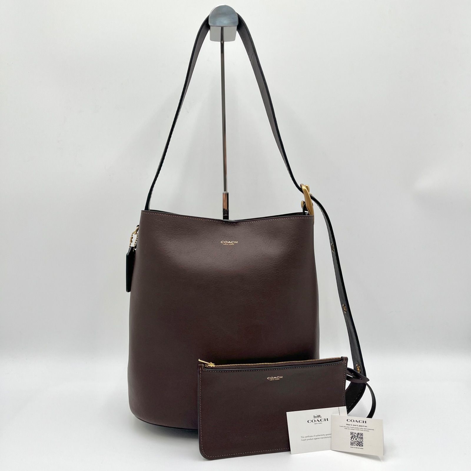 極美品◎COACH コーチ ブリーカー バケットバッグ 21CCX B4MPL バケツ型 レザー ショルダーバッグ ブラウン レディース