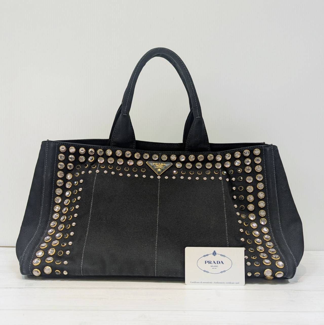 PRADA CANAPA プラダ カナパ ビジュートートバッグ スタッズ PRADA