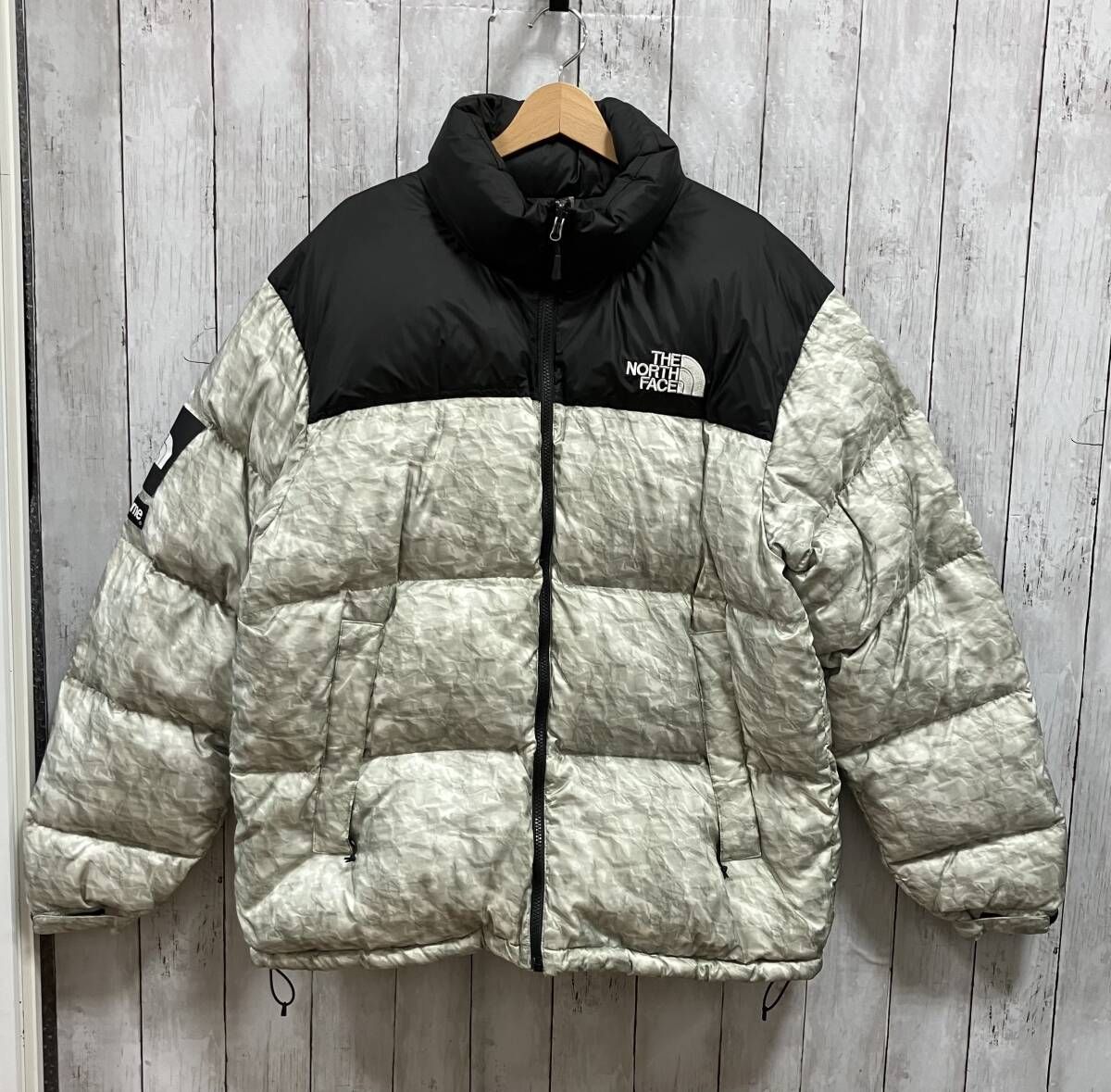 THE NORTH FACE/ダウンジャケット/×Supreme/19AW Paper Print Nuptse Jacket/ND91806/グレー×総柄/サイズXL