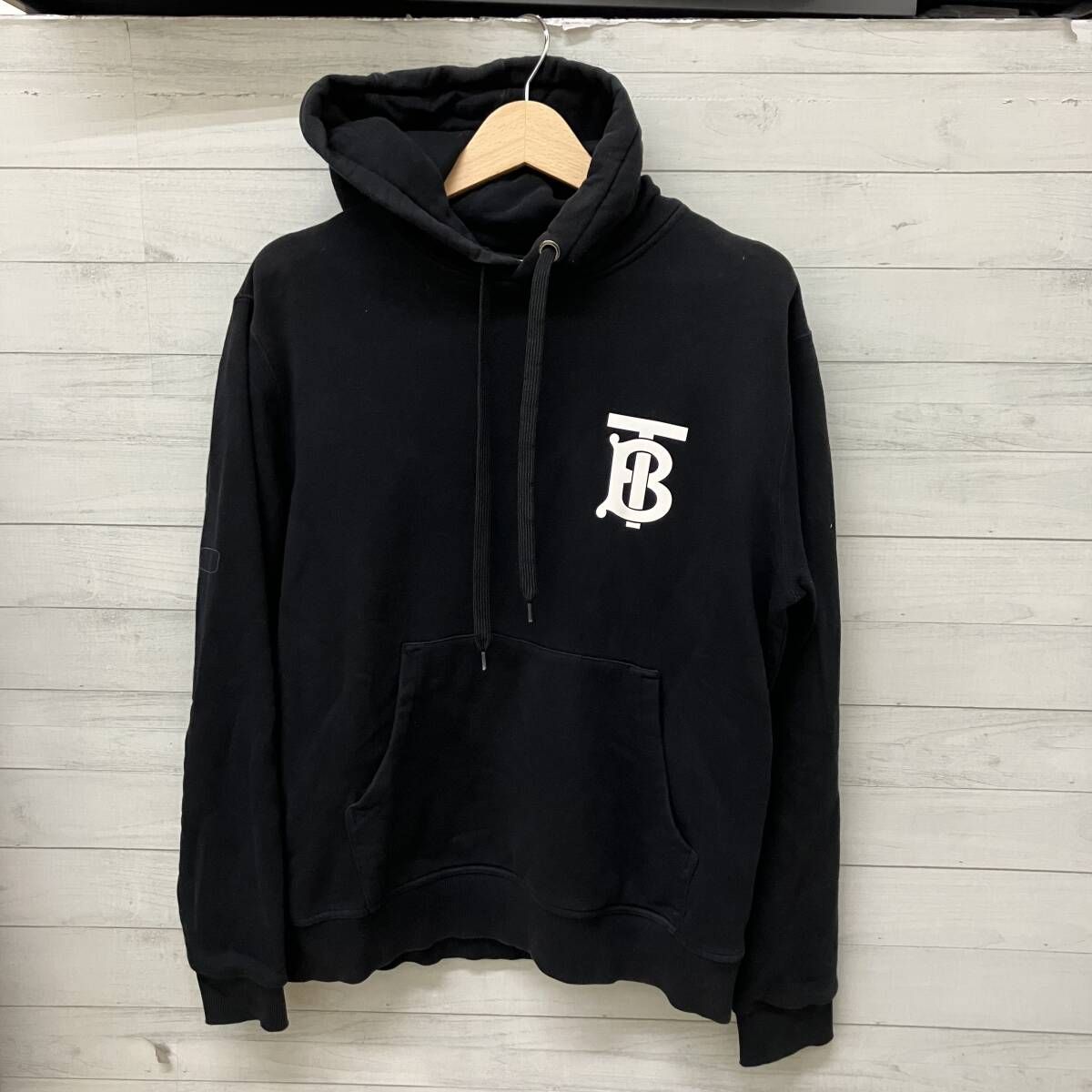 BURBERRY バーバリー パーカー モノグラムモチーフ コットン フーディー メンズ Mサイズ ブラック