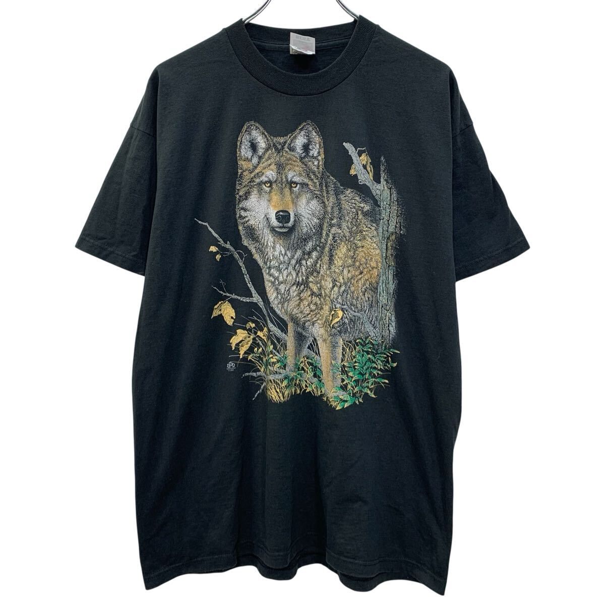 00s FRUIT OF THE LOOM 半袖 アニマルTシャツ XL ブラック フルーツ