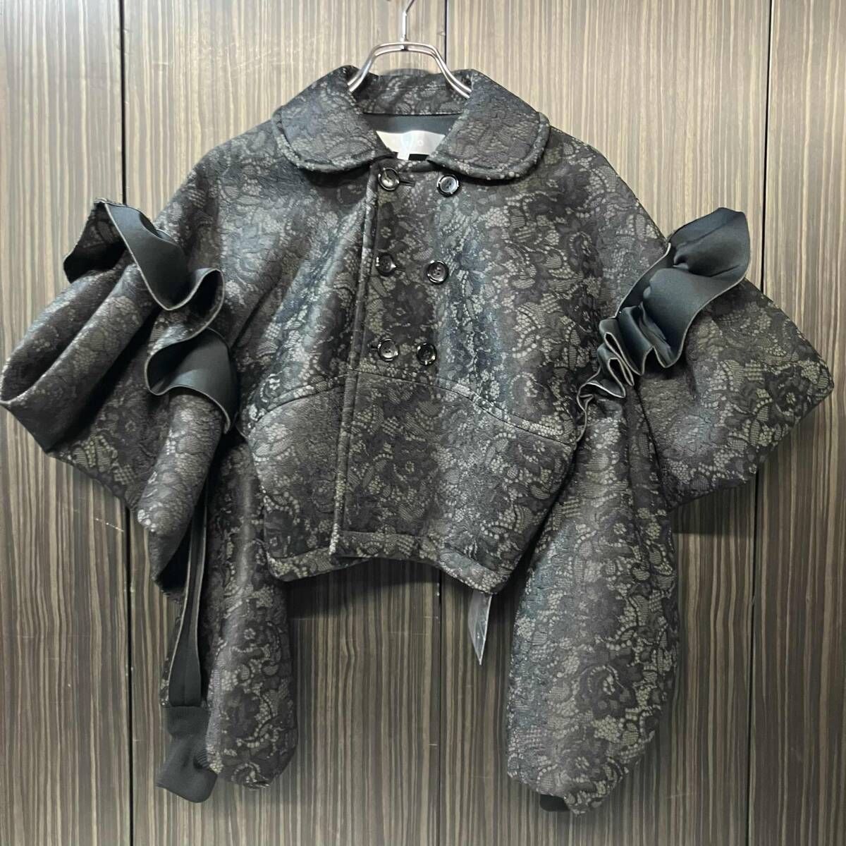 タグ付 25aw tao 花レースショルダーフリルジャケット サイズM ブラック系 タオ コムデギャルソン TP-J013