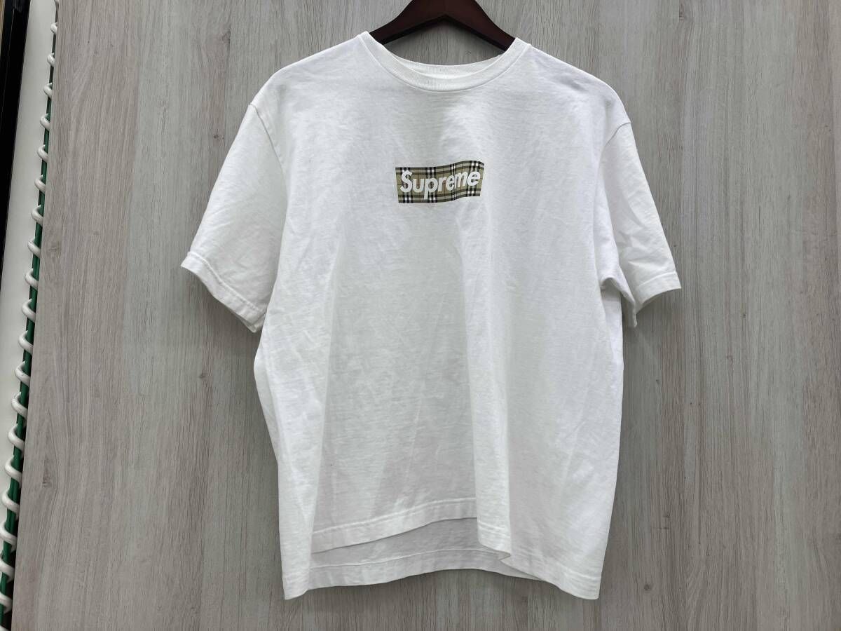 Supreme 半袖Tシャツ　サイズM BURBERRY LE ボックスロゴノバチェック　WHT シミ有