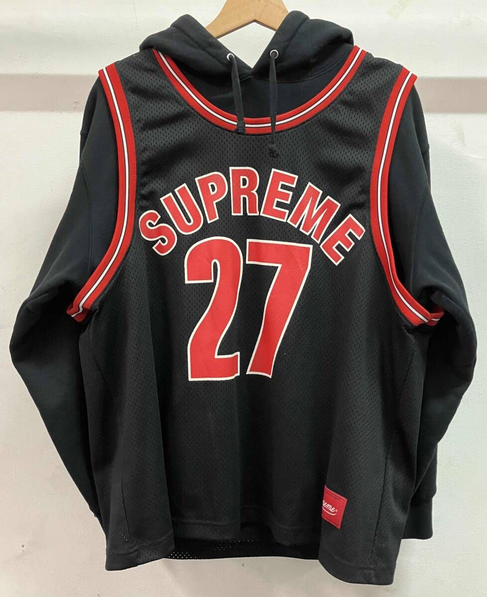 Supreme シュプリーム パーカー Basketball Jerser Hooded 21ss ブラック サイズS 中国製 表地1:綿100% 表地2:ポリエステル100%