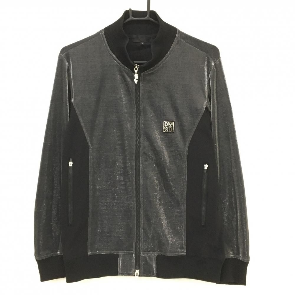 【美品】ダンスウィズドラゴン 異素材ジャケット ダークグレー系×黒 ラメ メンズ 3(L) ゴルフウェア Dance With Dragon