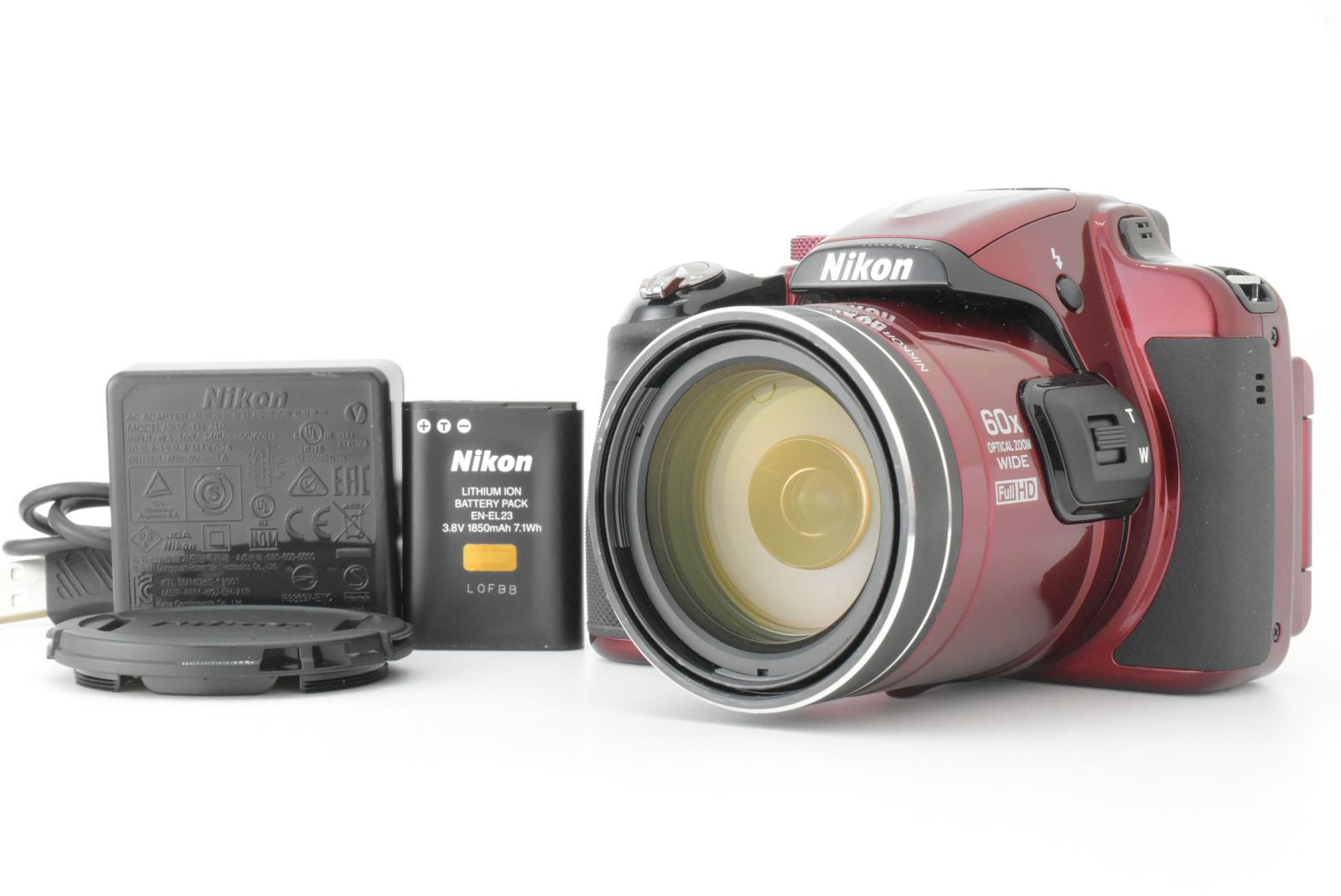 【美品】 Nikon COOLPIX P600 16MP 60x Zoom Digital Camera Red ニコン コンパクトデジタルカメラ レッド 赤 クールピクス (EF-TN-JP2305)