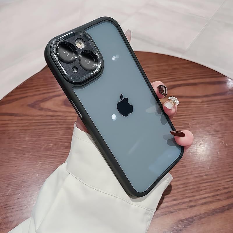 【新品】 iyite iPhone 15 ケース、一体型カメラレンズ保護機能付き、 [ミルグレード耐衝撃防御] 透明バックプレーン保護ケース、iPhone 15 用、ブラック 0