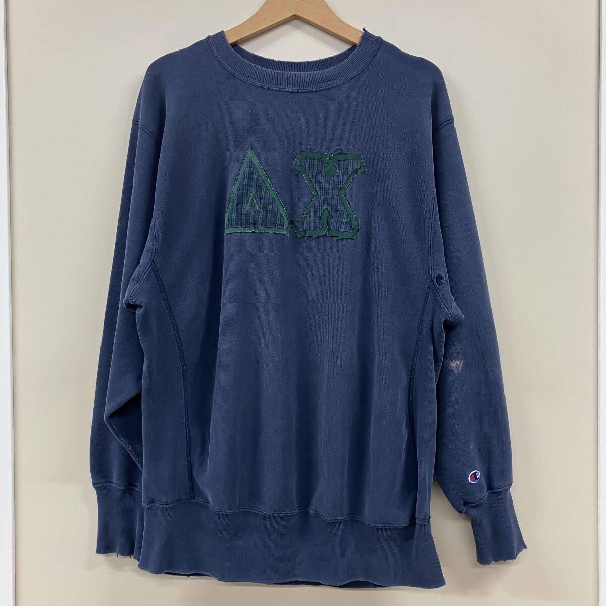 CHAMPION Reverse Weave / チャンピオンリバースウィーブ ワッペンスウェット AX ダメージ加工 XLサイズ 紺 8,073円
