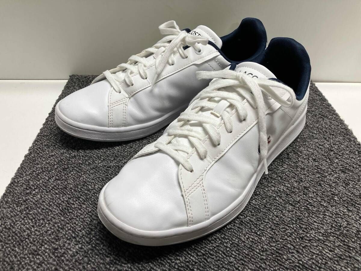 LACOSTE ラコステ レザースニーカー サイズUK9.5 ホワイト×ネイビー 白 紺