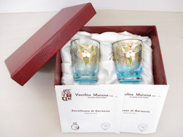 【送料無料】☆Vecchia Murano☆ ヴエッキア・ムラノ　ベネチアングラス　ペア ショットグラス ［764-333-0_0504］