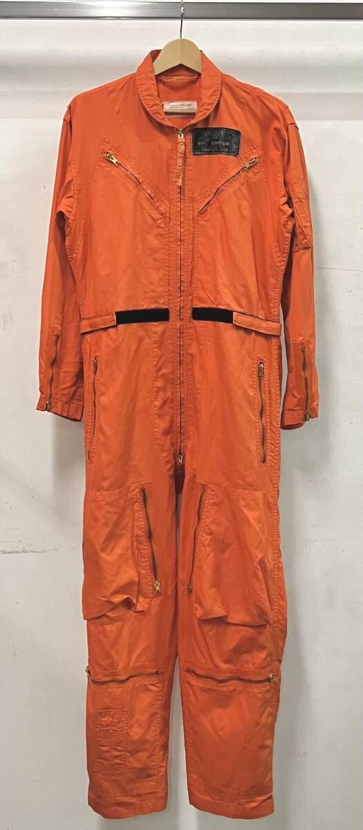 US NAVY アメリカ海軍 SUMMER FLYING COVERALLS サマーフライトスーツ サイズ40 MIL-C-5390F 60s オレンジ ネームパッチ付き 汚れ有り
