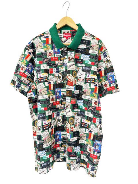 シュプリーム SUPREME 21SS Labels Polo ラベル 総柄 半袖 ポロシャツ