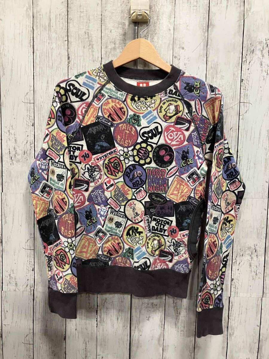HYSTERIC GLAMOUR ヒステリックグラマー 2CS-5050 90s 00s Hタグ 総柄 マルチカラー スウェット ポケットあり ラグラン レディース