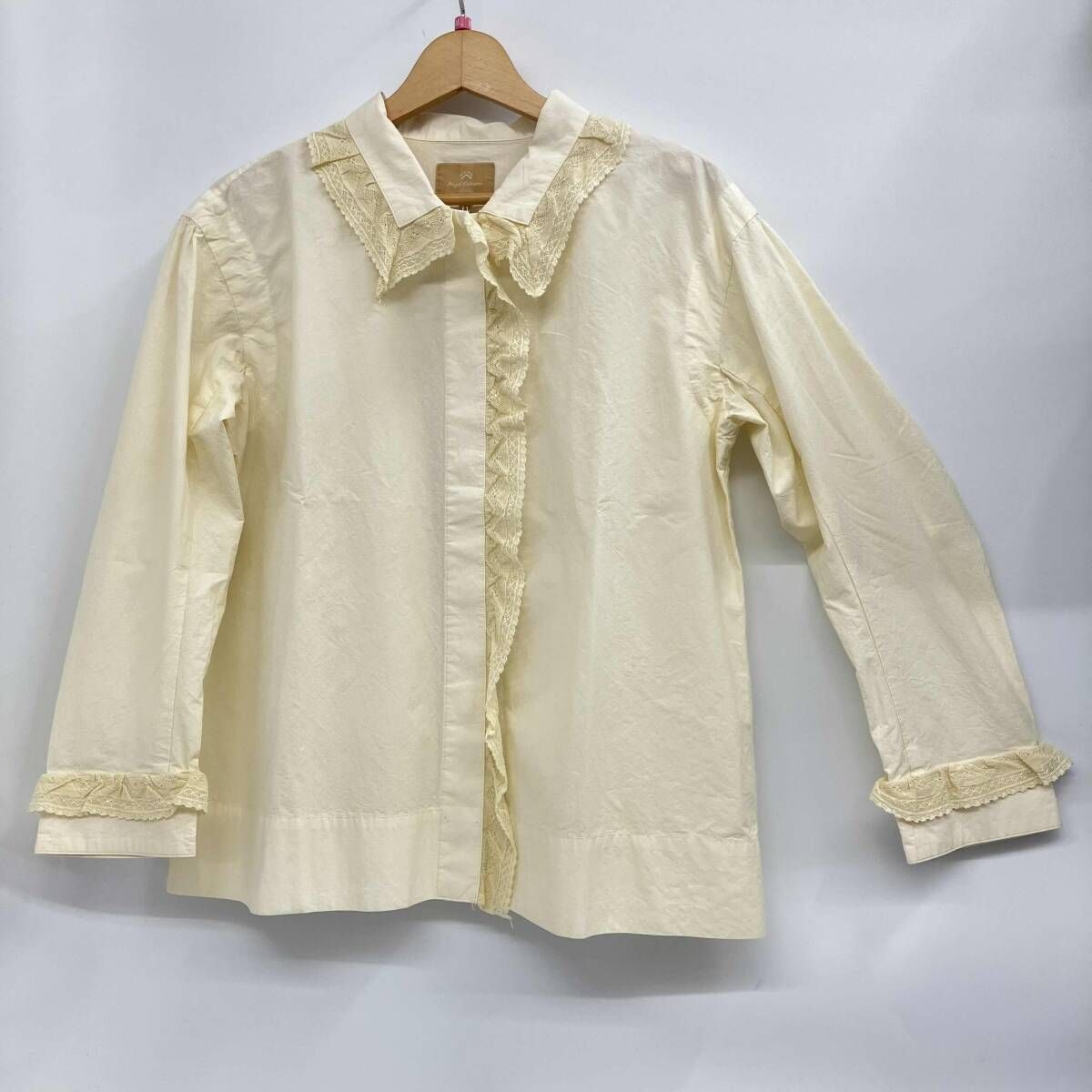 NIGEL CABOURN／ナイジェルケボーン／長袖ブラウス／レモンイエロー／フレンチヴィンテージレース／8046-08-10015