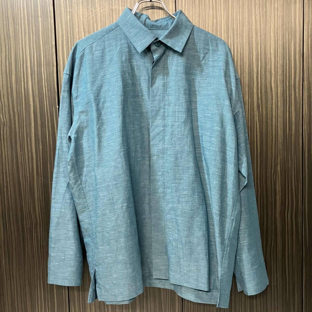 IM MEN ISSEY MIYAKE HYBRID SHIRT LA53FJ114 サイズ3 ブルー アイムメンイッセイミヤケ