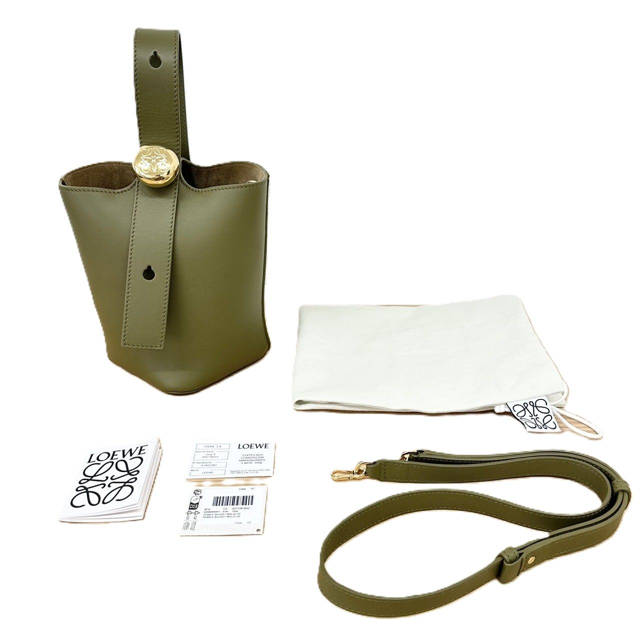 ♪LOEWE ロエベ ペブル ショルダーバッグ グリーン カーキ 2WAYバッグ 