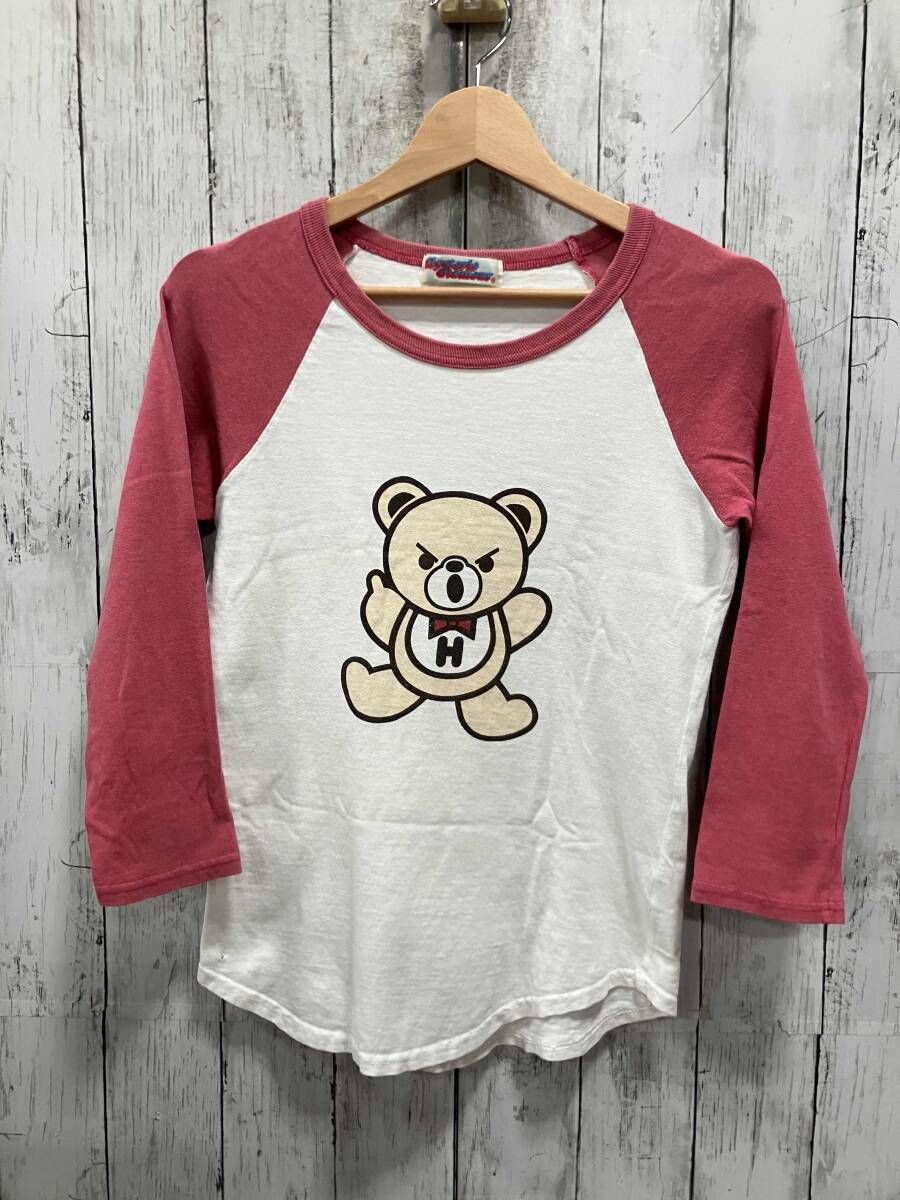 HYSTERIC GLAMOUR ヒステリックグラマー ラグラン ヒスベア 90s 00s 七分丈 ホワイト くま 2CL-4470 ピンク レディース Y2K 平成