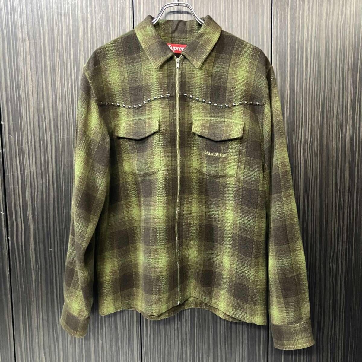 25aw Supreme Shadow Plaid Zip Up Shirt サイズM グリーン系 ブラウン系 シュプリーム