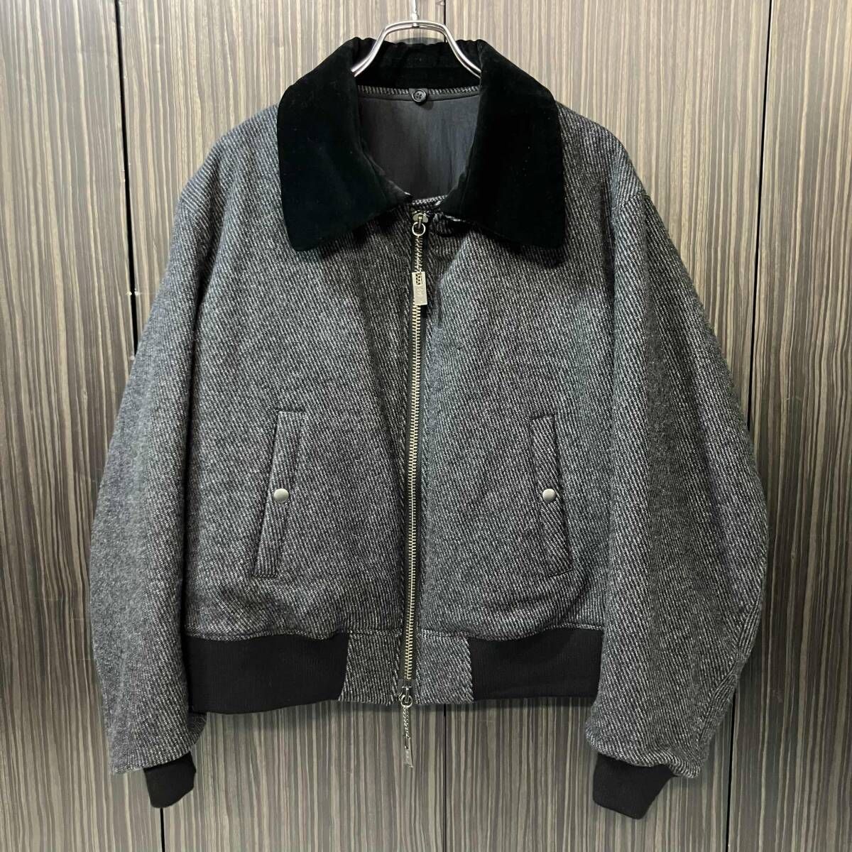 24aw YOUJI YAMAMOTO POUR HOMME CARSE TWEED FLIGHT JACKET サイズ3 ブラック系 ヨウジヤマモトプールオム HO-Y11-109