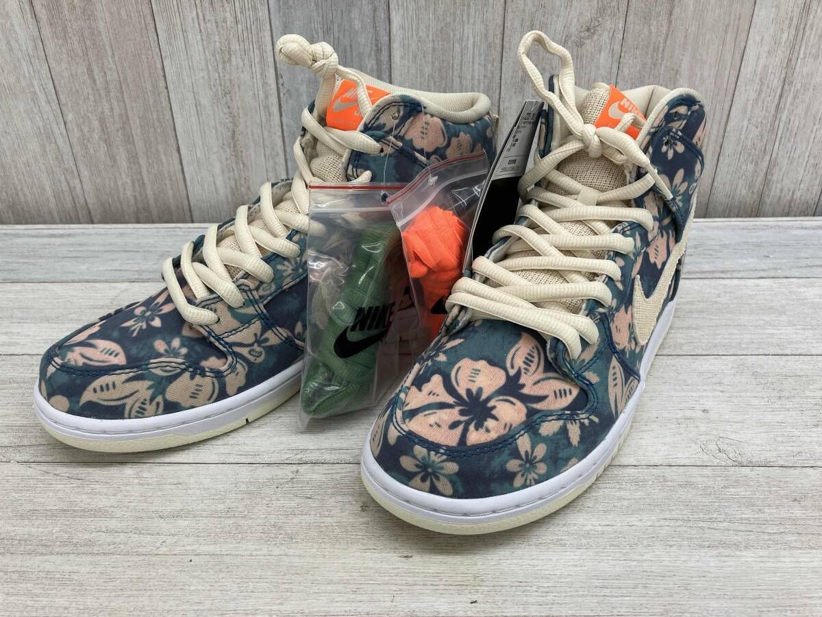 NIKE／ナイキ／SB DUNK HIGH／エスビーダンク／Hawaii／スニーカー／ハイカット／メンズ／26.5㎝／ボタニカル柄／ブルー系／CZ2232-300