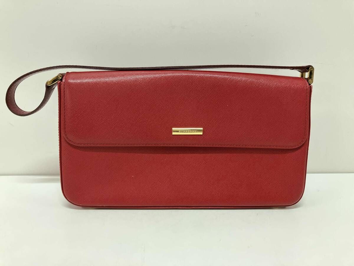 Burberry バーバリー ハンドバッグ レザー ノバチェック ワンショルダー レッド