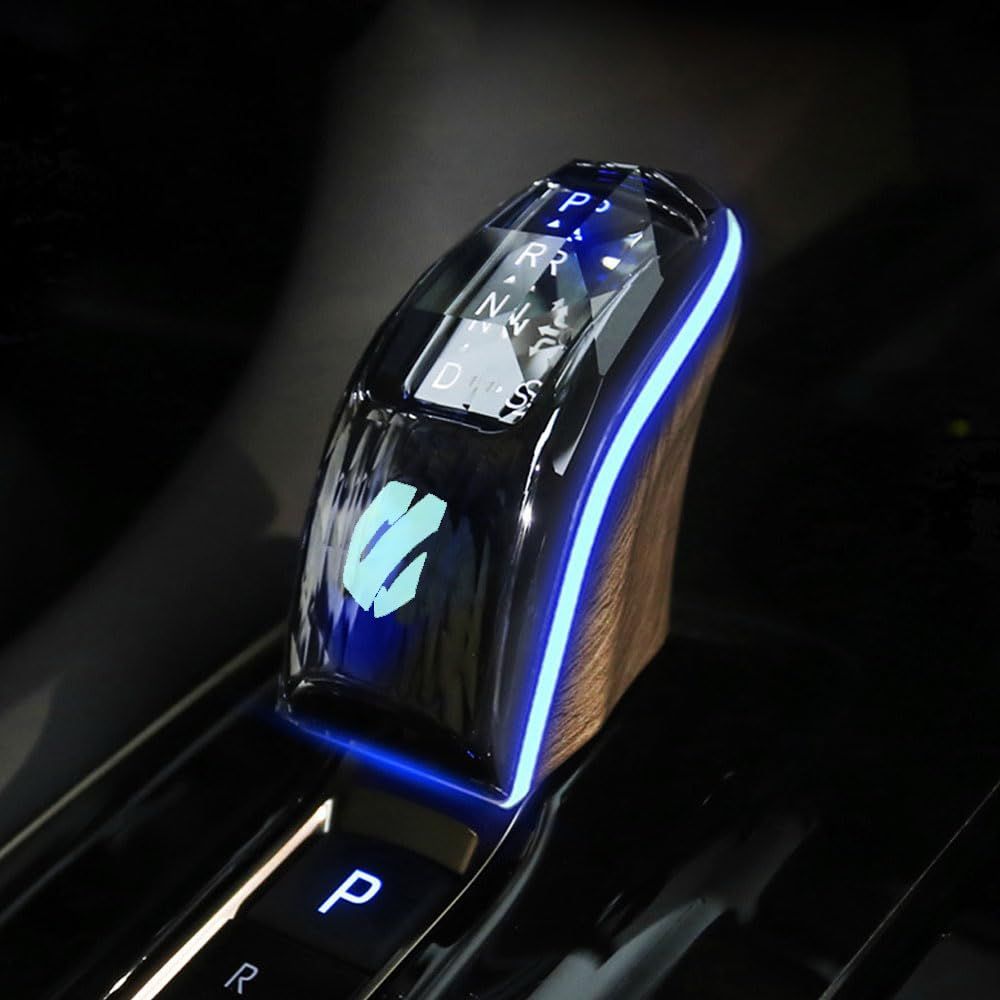 SAWAKAKI アルファード 40系 専用設計 シフトノブ シフトレバー クリスタル LED発光 7色変換 ロゴ付き 内装 ドレスアップ 交換パーツ（木目調）