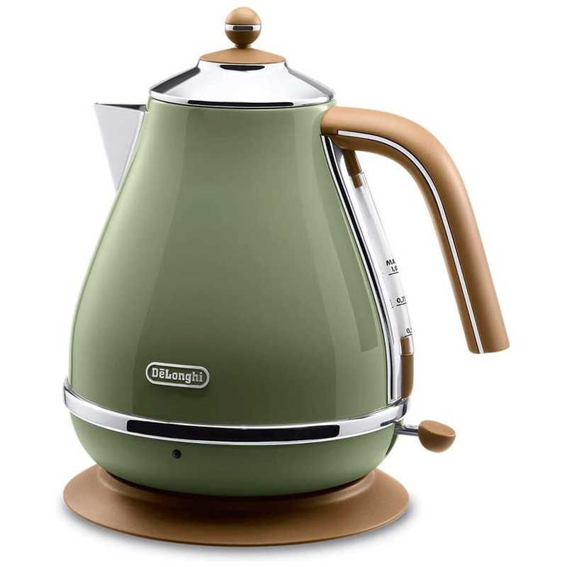 【新品未使用】【未開梱】デロンギ 電気ケトル icona VINTAGE(アイコナ・ヴィンテージ) [1.0L] KBOV1200J-GR オリーブグリーン