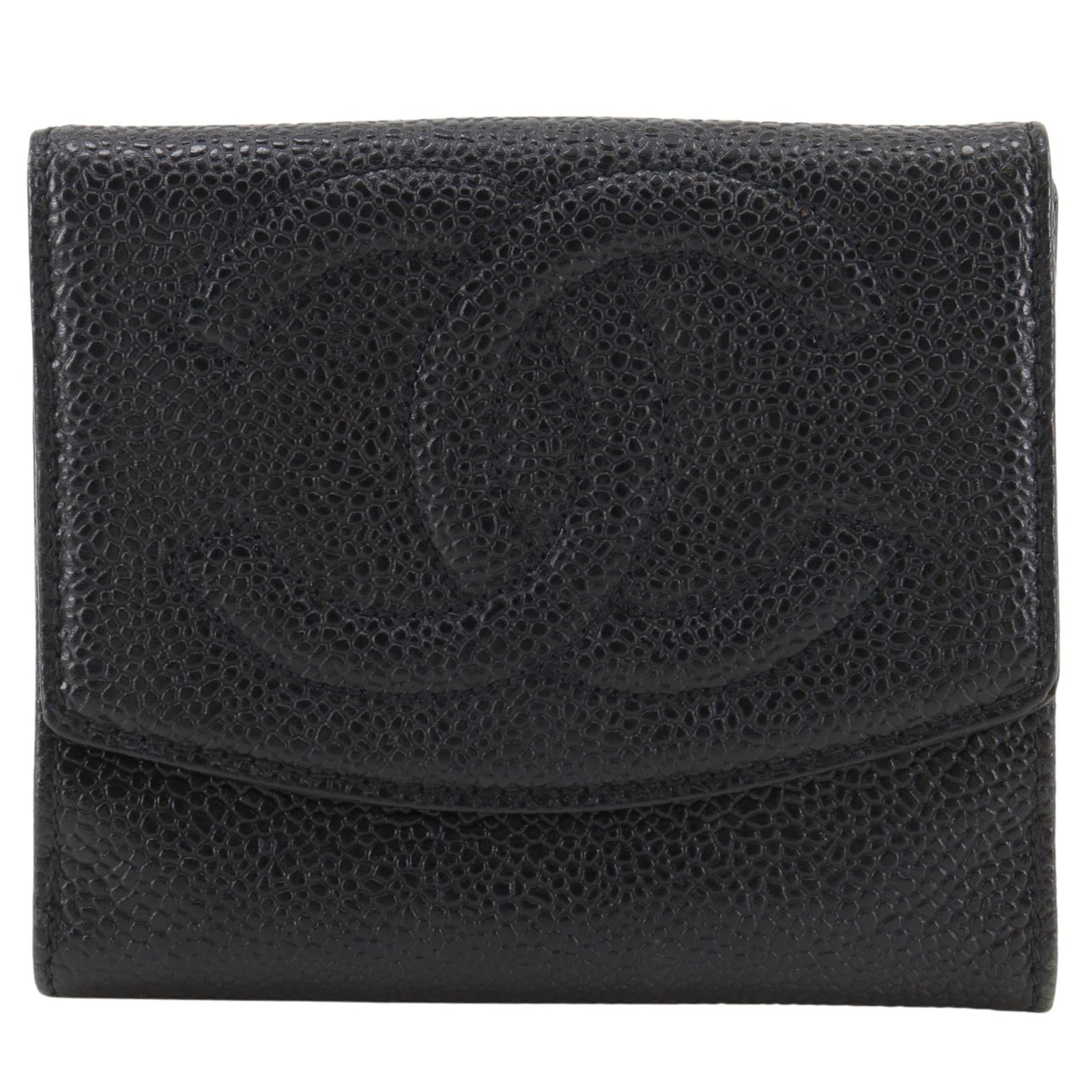 【CHANEL】シャネル ココマーク キャビアスキン 黒 レディース 二つ折り財布 28,258円
