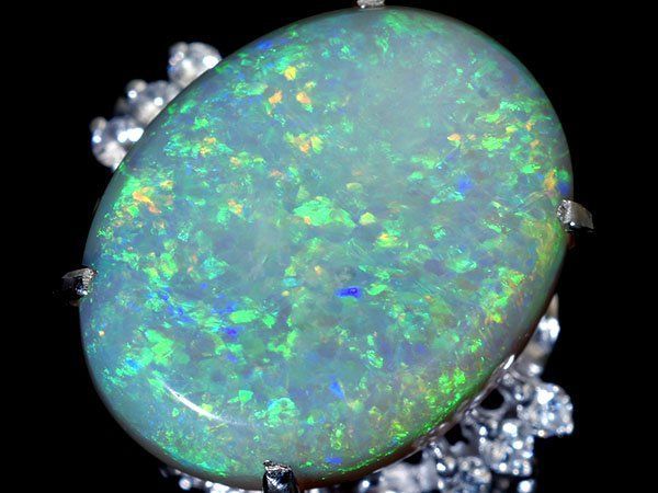 【ジュエリー極】幻想的遊色湧く!大粒良質天然オパール5.50ct&ダイヤモンド0.08ct 高級Pt900リング h8520mz【送料無料】