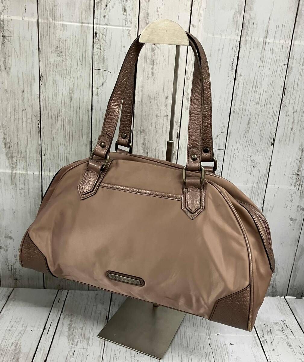 BURBERRY バーバリー/ミニボストンバッグ/ラベンダーカラー/ナイロン×レザー/内側に汚れあり