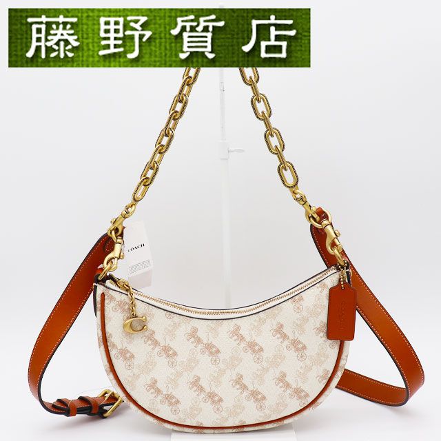 （美品）コーチ COACH ミラ ショルダー バッグ ホース アンド キャリッジ プリント レザー PVC ベージュ ゴールド金具 CM584 B4TXF 2way 斜め掛け ショルダーバッグ レディース ブランド 斜めがけバッグ クロスボディ 9147
