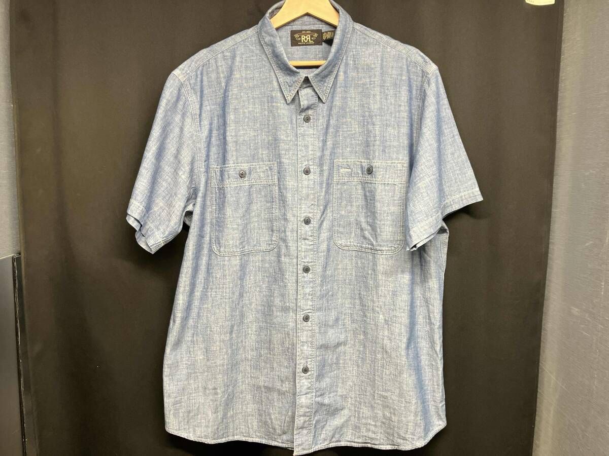 RRL RALPH LAUREN シャンブレー半袖シャツ ダブルアールエル