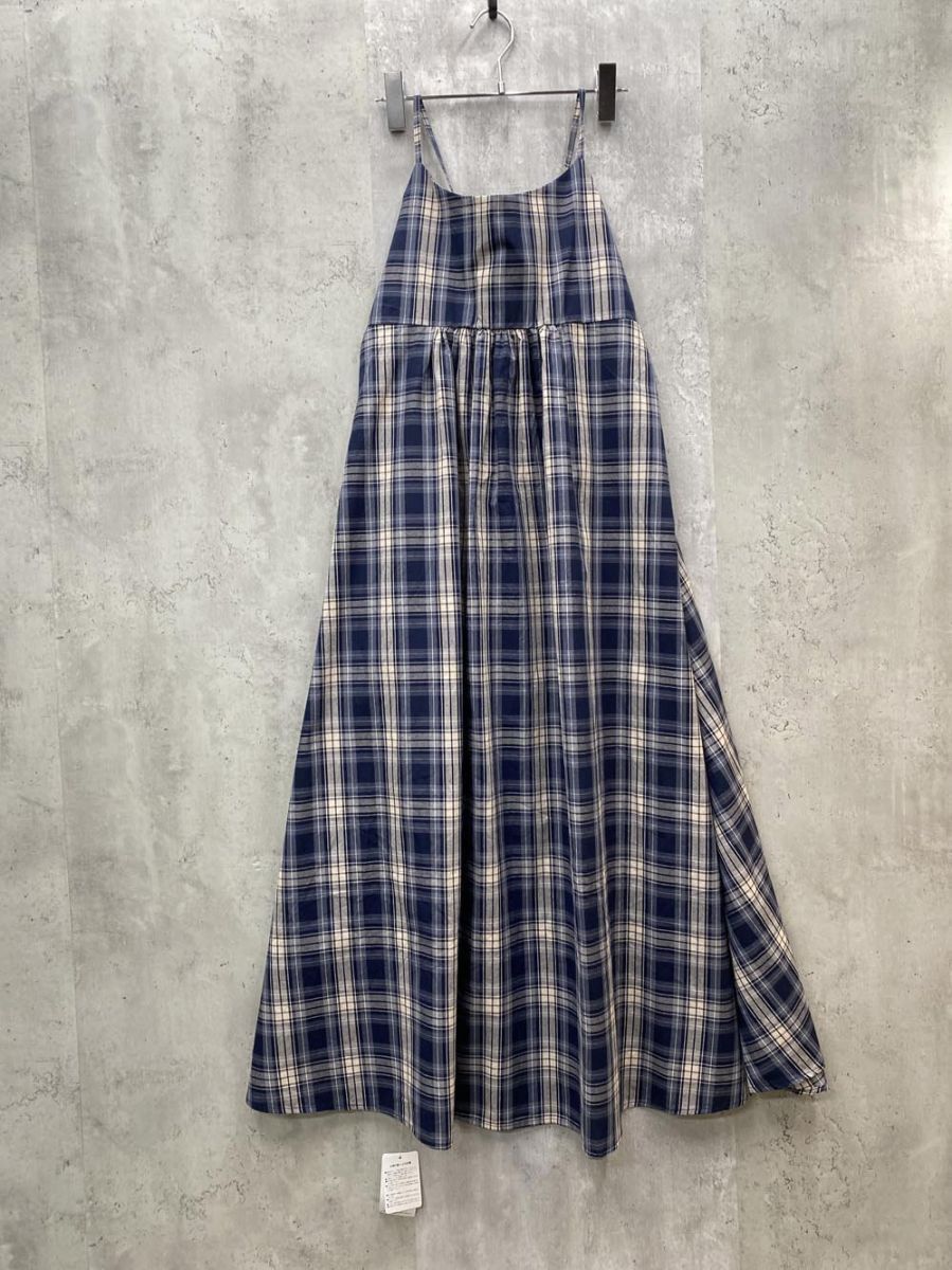 新品 La-gemme ラジエム チェック バックリボン フレア ロング キャミ ワンピース sizeF/ブルー ■◆ レディース