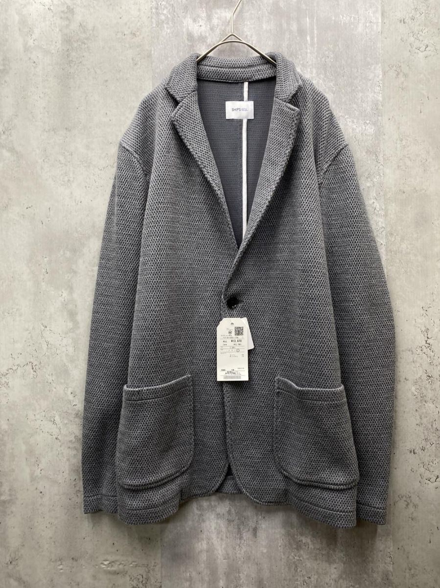 新品 SHIPS any シップス エニィ サマーニット テーラード ジャケット sizeXL/グレー ■◇◎メンズ