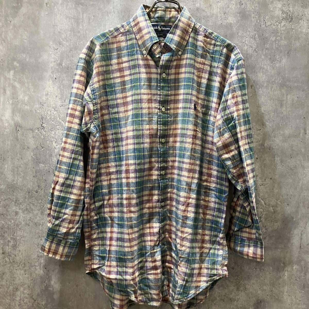 90s POLO Ralph Lauren チェック長袖シャツ Mサイズ ポロラルフ