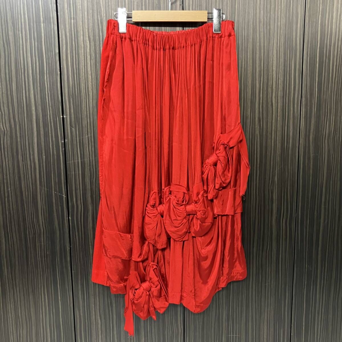 タグ付 美品 25aw tao 製品染めリボンスカート レッド タオ コムデギャルソン TP-S014