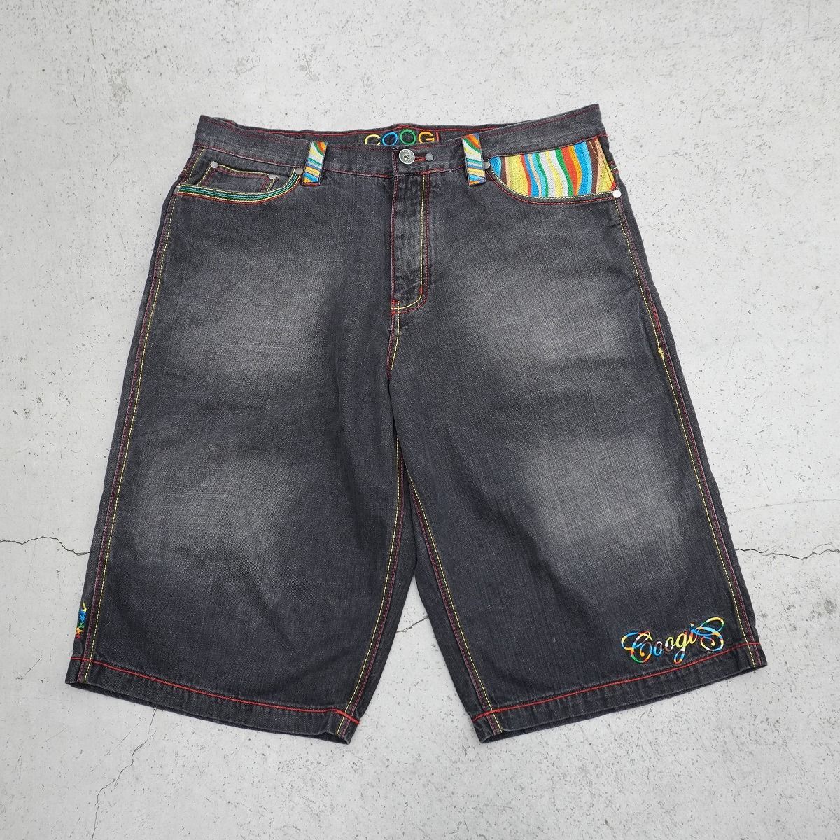 90S 00S COOGI クージー デニム ショート パンツ ショーツ ジーンズ ビンテージ 黒 サイズW40 1122P★4