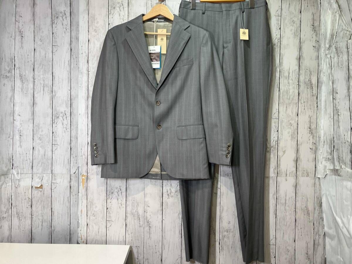 【タグ付】J.PRESSジェイプレス Essential Clothing エッセンシャルクロージング SROVGM0515 セットアップスーツ グレー ストライプ 36(A5)