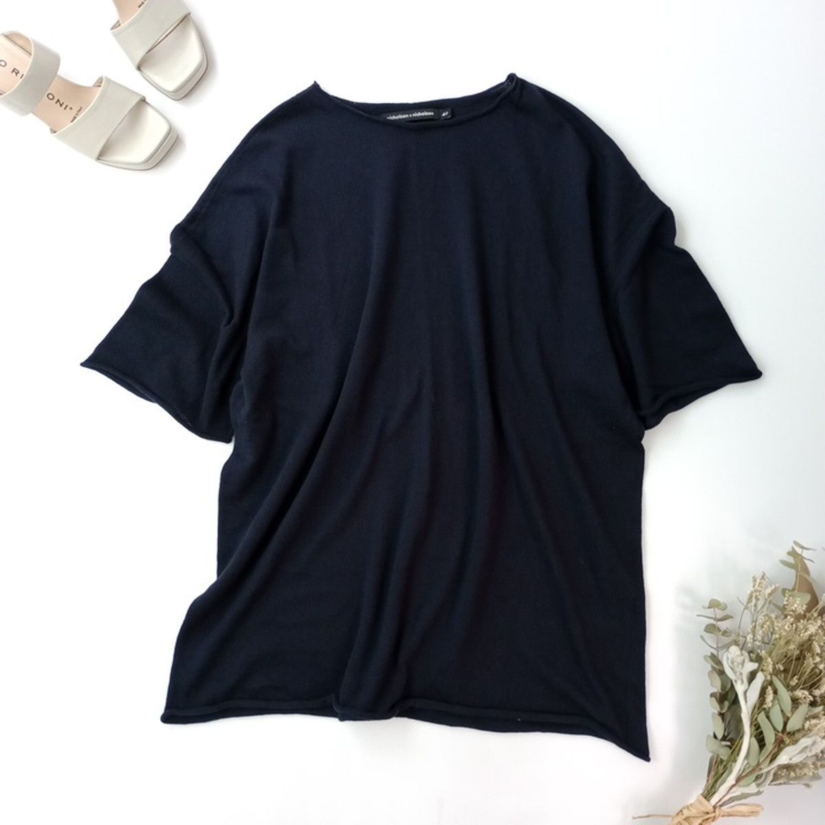 nicholson & nicholson ニコルソンアンドニコルソン コットン 綿 100％ 半袖 ニット プルオーバー 日本製 (84K＋2809)27H