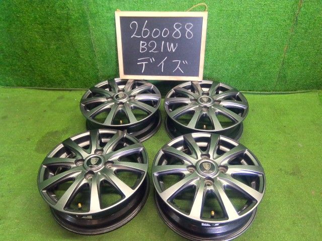 【中古】デイズ DBA-B21W外し 社外ホイール 13インチ 4J 4H PCD100 ET42 自社品番260088 CWN