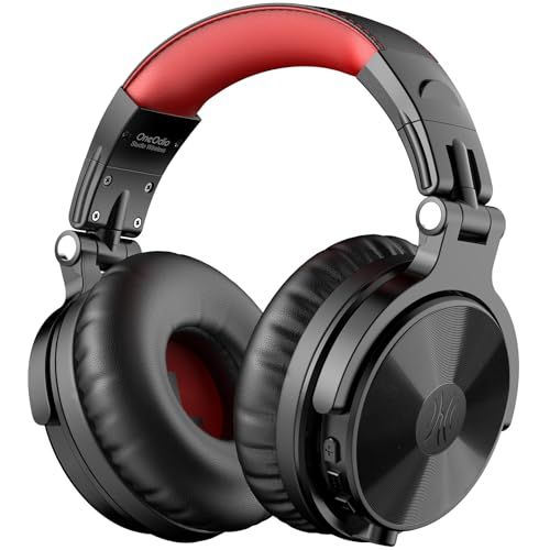 OneOdio ワイヤレスヘッドホン 最大110時間連続再生 Bluetooth ヘッドフォン 重低音 有線ハイレゾ マルチポイント対応 内蔵マイク ハンズフリー通話 Pro C 黒赤p 48f0a571